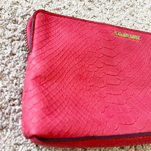 Sam and Libby Cherry Red Faux Leather Clutch Snakeskin Tassel Strap Holiday - Picture 2 of 13